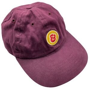 Vintage 90s Ben & Jerry's Maroon Embroidered Logo Baseball Hat OS Ice Cream Alt